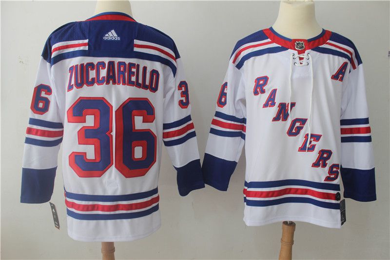 Men New York Rangers 36 Zuccarello White Hockey Stitched Adidas NHL Jerseys